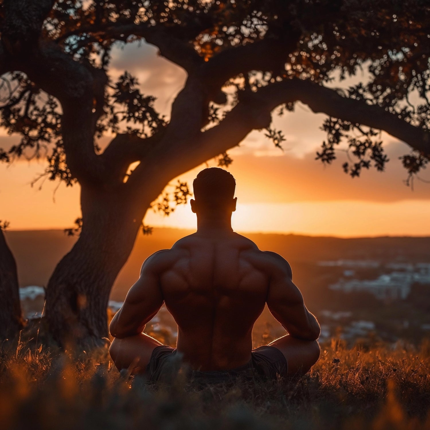 Homme méditant au levier du soleil, symbolisant l'investissement en soi comme acte de courage ultime avec DHS Stratégie Propulser , un accompagnement transformateur pour une vie épanouie.