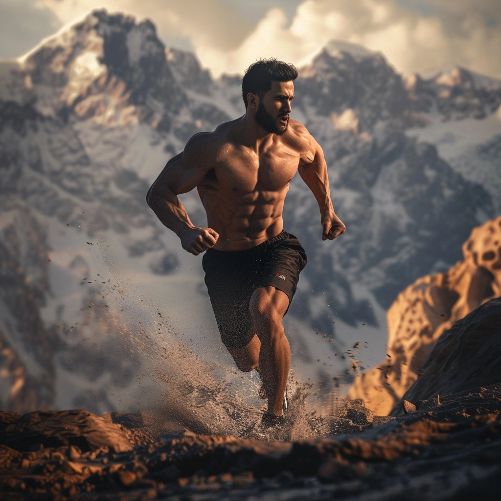 Homme musclé courant en pleine nature, symbolisant la prise de conscience et la mise en action avec DHS Stratégie Propulser , un programme qui transforme les objectifs ambitieux en réalités concrètes."